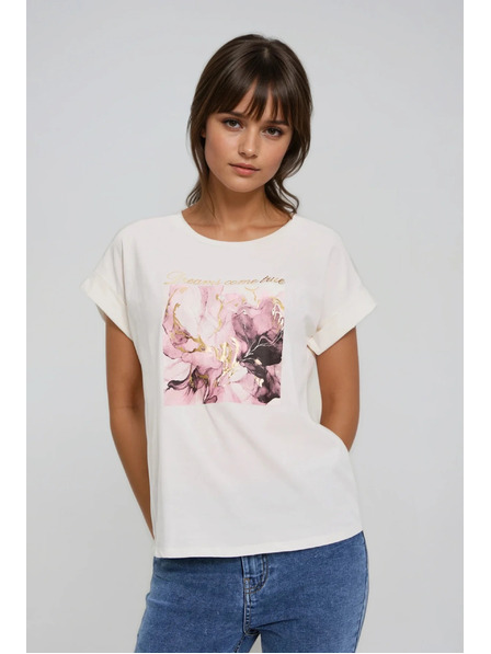 Moodo Tričko s potlačou ecru Moodo