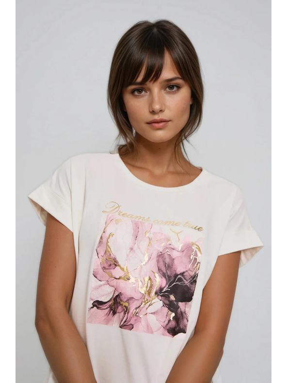 Moodo Tričko s potlačou ecru Moodo