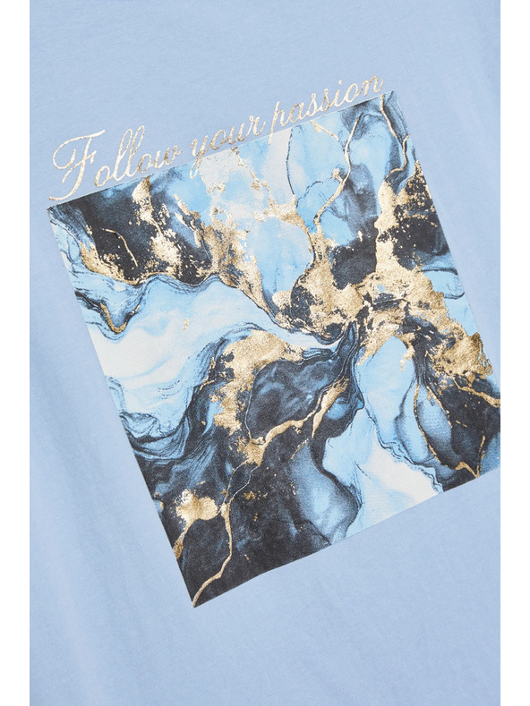 Moodo Tričko s potlačou svetlomodré Moodo