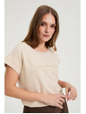 Moodo Blúzka s nápisom béžová Moodo