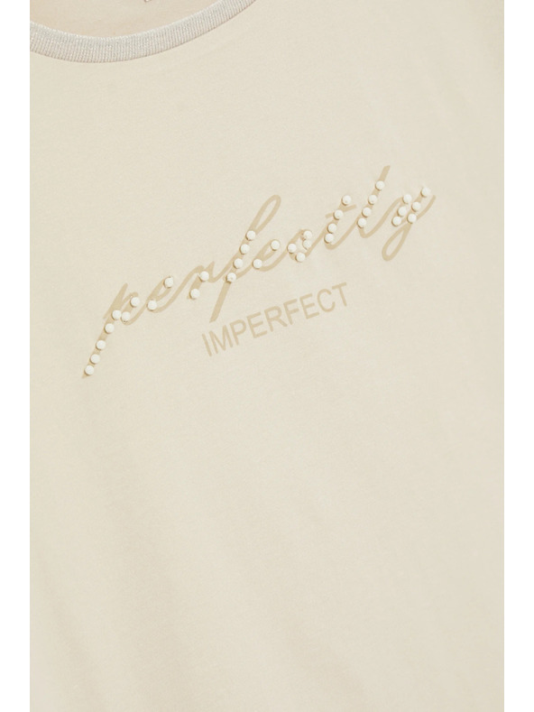 Moodo Blúzka s nápisom béžová Moodo