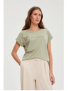 Moodo Olivová blúzka s nápisom Moodo