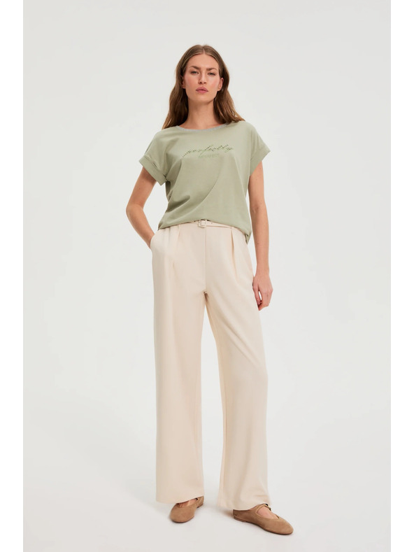 Moodo Olivová blúzka s nápisom Moodo