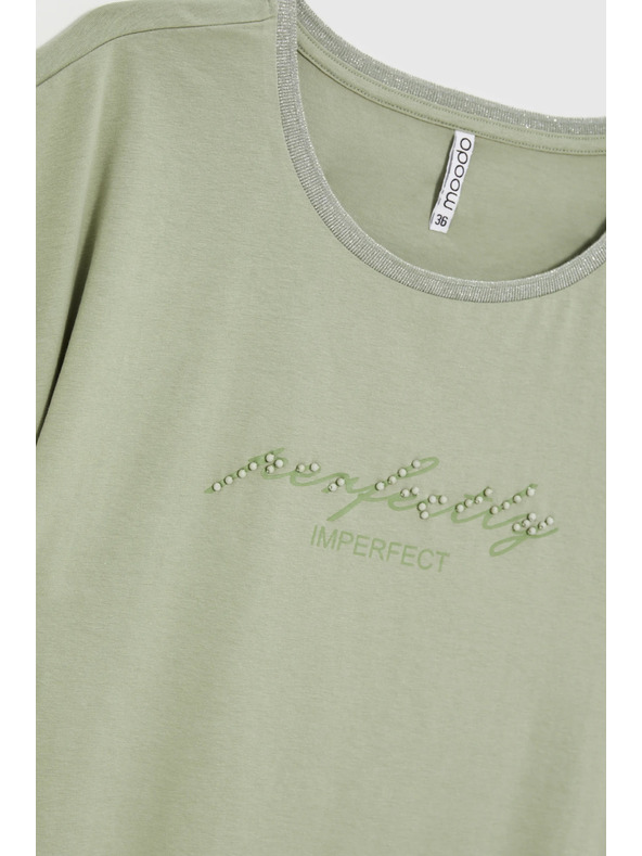 Moodo Olivová blúzka s nápisom Moodo