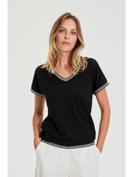 Moodo Bavlnená blúzka čierna Moodo