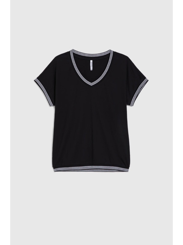 Moodo Bavlnená blúzka čierna Moodo