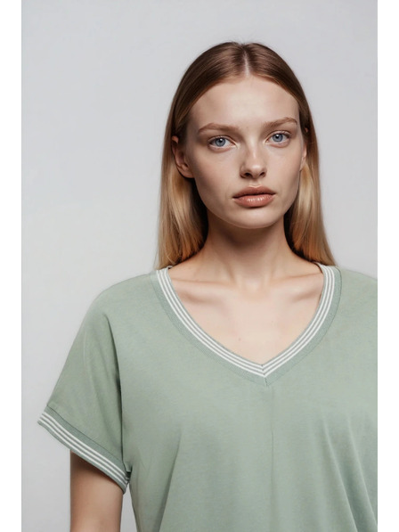 Moodo Bavlnená blúzka olivová Moodo