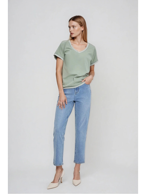 Moodo Bavlnená blúzka olivová Moodo