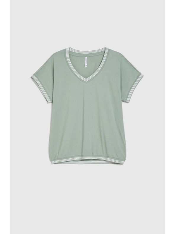 Moodo Bavlnená blúzka olivová Moodo