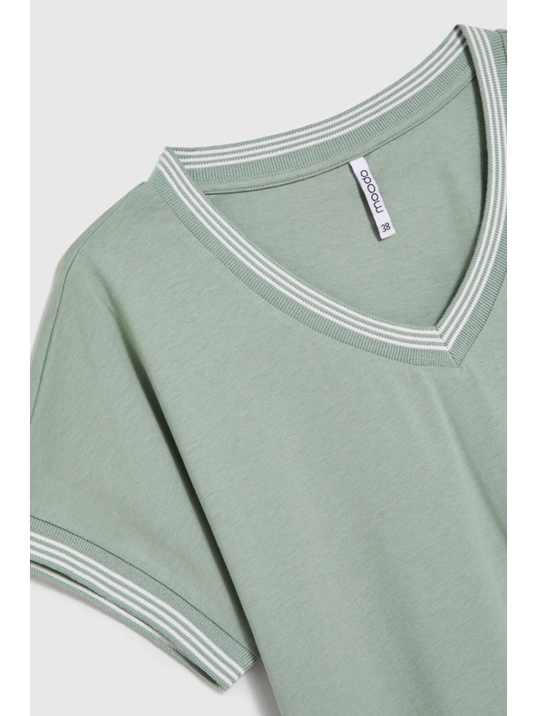 Moodo Bavlnená blúzka olivová Moodo