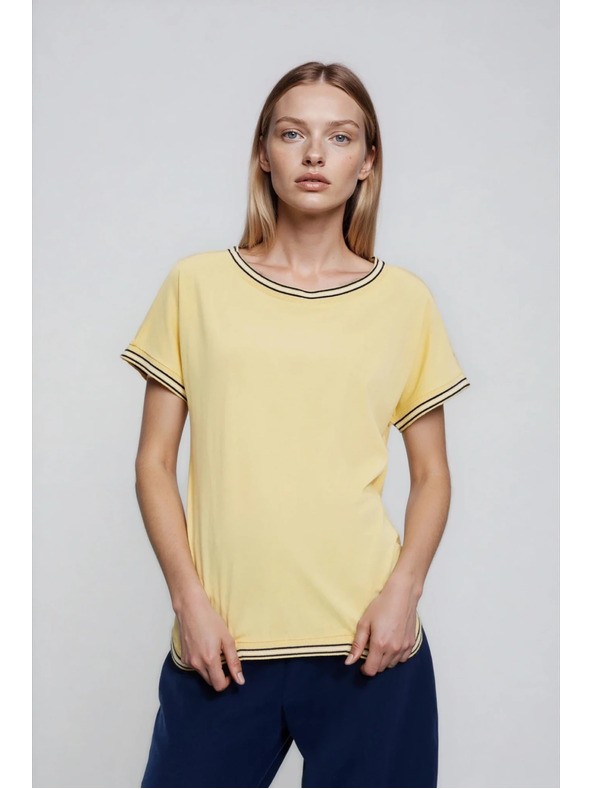 Moodo Žltá blúzka s ozdobným lemovaním Moodo