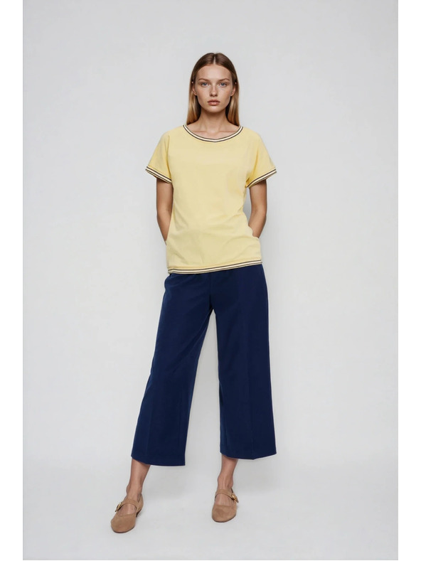 Moodo Žltá blúzka s ozdobným lemovaním Moodo