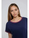 Moodo Tmavo modrá blúzka s ozdobným lemovaním Moodo