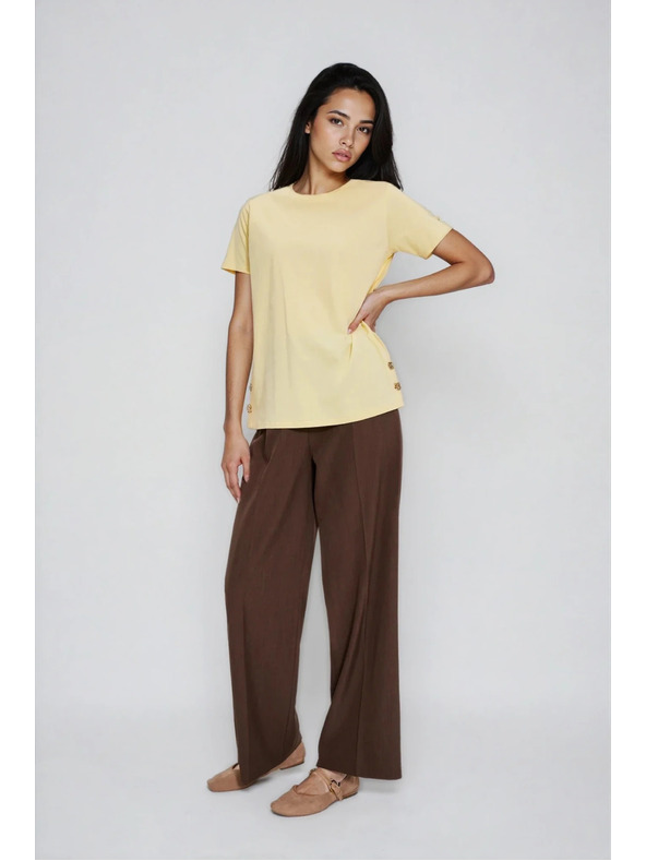 Moodo Žltá blúzka s ozdobnými gombíkmi Moodo