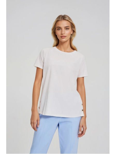 Moodo Biela blúzka s ozdobnými gombíkmi Moodo