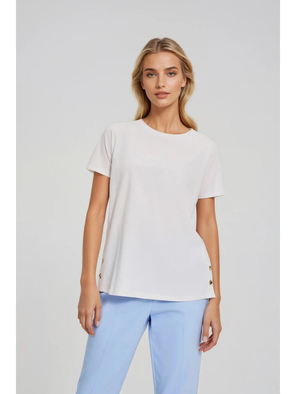 Moodo Biela blúzka s ozdobnými gombíkmi Moodo