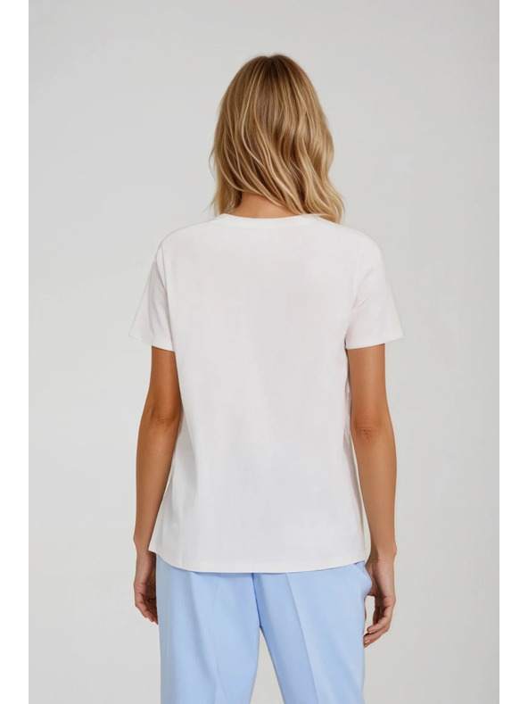 Moodo Biela blúzka s ozdobnými gombíkmi Moodo