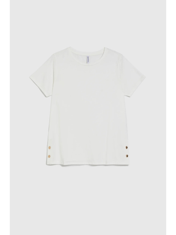 Moodo Biela blúzka s ozdobnými gombíkmi Moodo