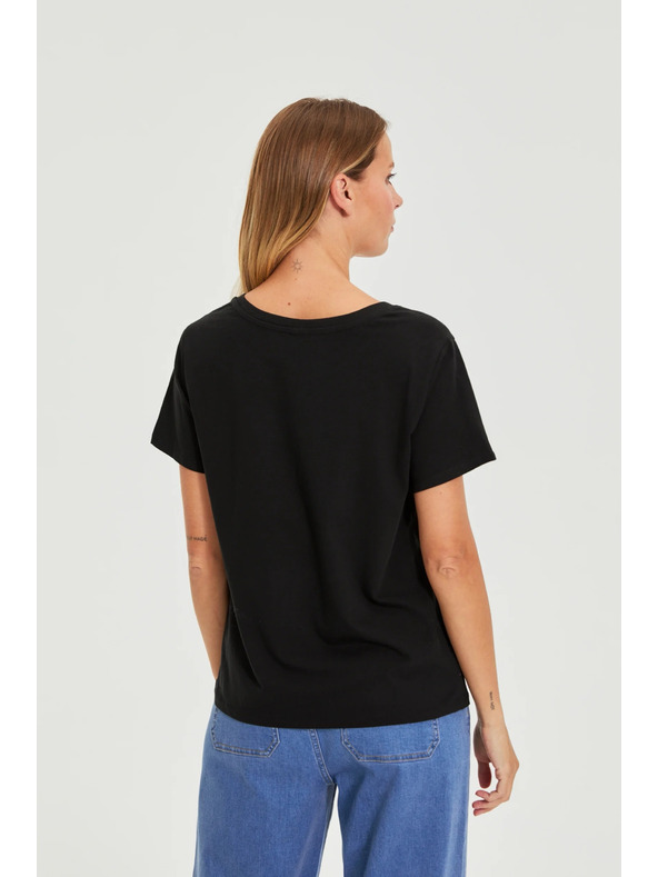 Moodo Čierna blúzka s vreckami Moodo