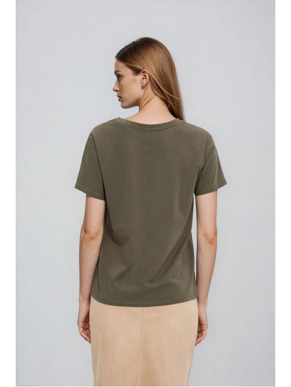 Moodo Olivová blúzka s vreckami Moodo
