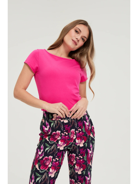 Moodo Bavlnené tričko fuchsiové Moodo