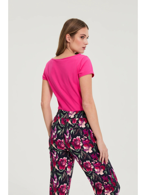 Moodo Bavlnené tričko fuchsiové Moodo