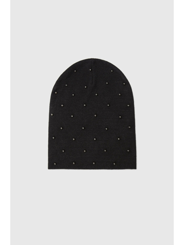 Moodo Čiapka s korálikmi čierna Moodo