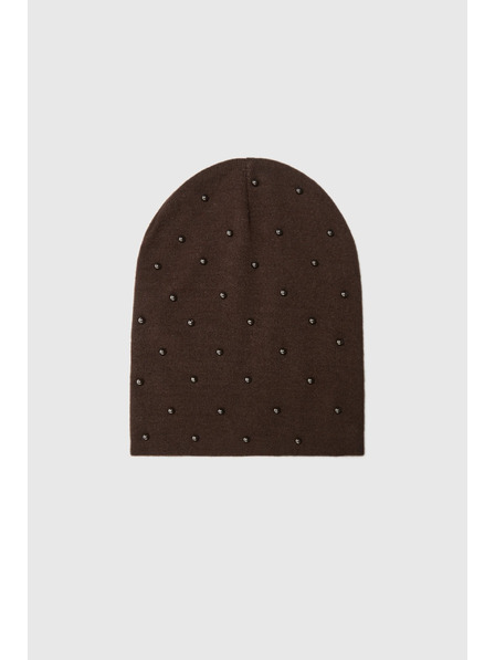Moodo Čiapka s korálikmi hnedá Moodo