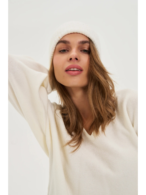 Moodo Teplá čiapka biela Moodo