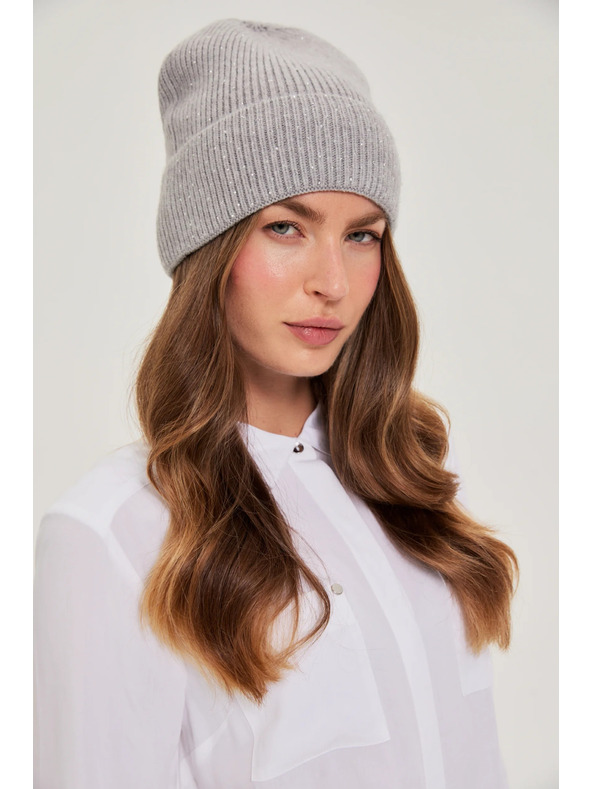 Moodo Čiapka s flitrami sivá Moodo