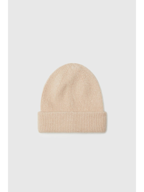 Moodo Čiapka s metalickou niťou béžová Moodo