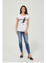 Moodo Úzke džínsy so stredným pásom s odretinami modré Moodo