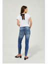 Moodo Úzke džínsy so stredným pásom s odretinami modré Moodo
