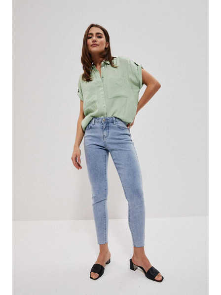 Moodo Svetlo modré džínsy medium waist s vreckami Moodo