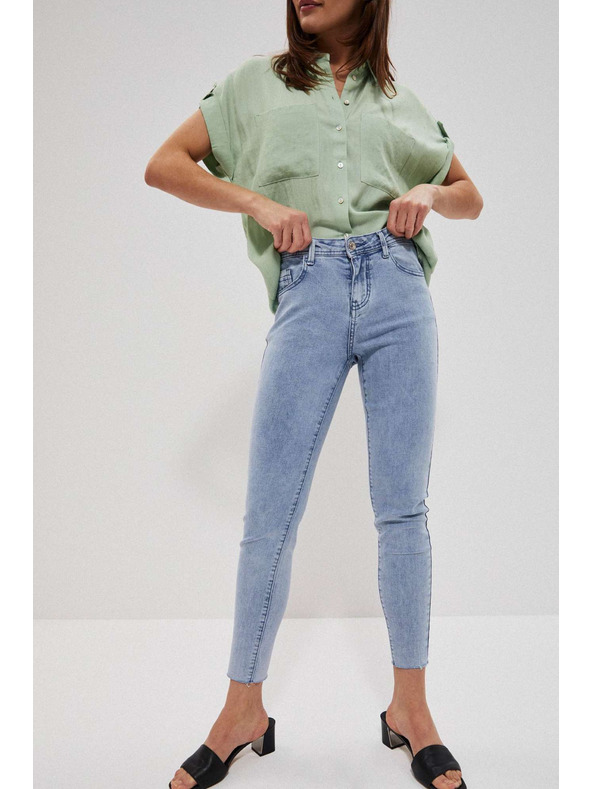 Moodo Svetlo modré džínsy medium waist s vreckami Moodo