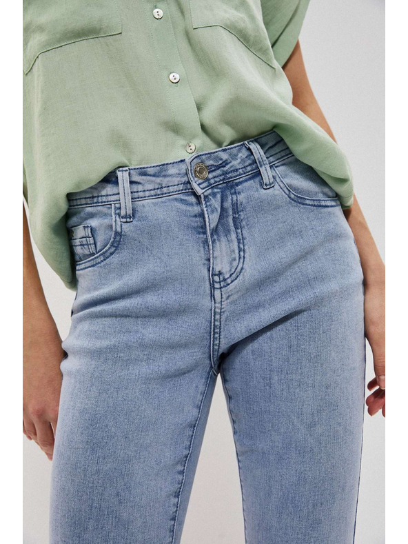 Moodo Svetlo modré džínsy medium waist s vreckami Moodo