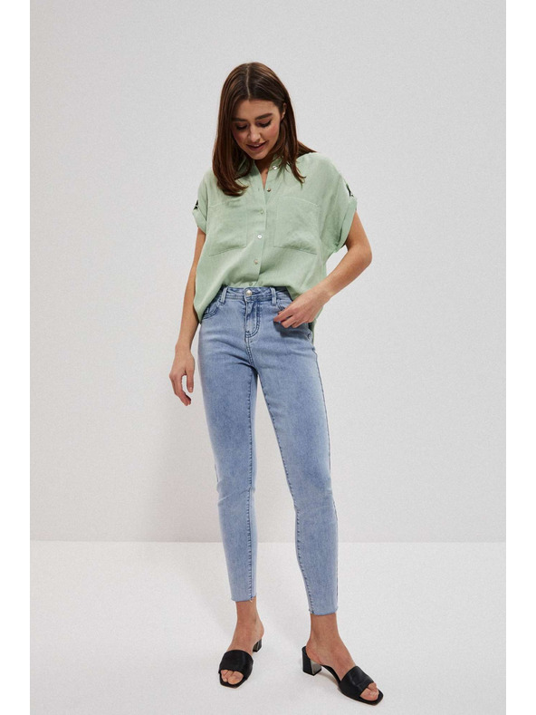 Moodo Svetlo modré džínsy medium waist s vreckami Moodo