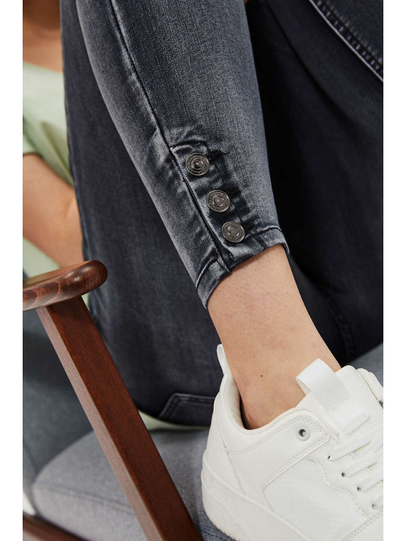 Moodo Skinny džínsy so stredným pásom s odretinami grafitové Moodo