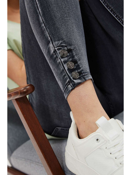 Moodo Skinny džínsy so stredným pásom s odretinami grafitové Moodo