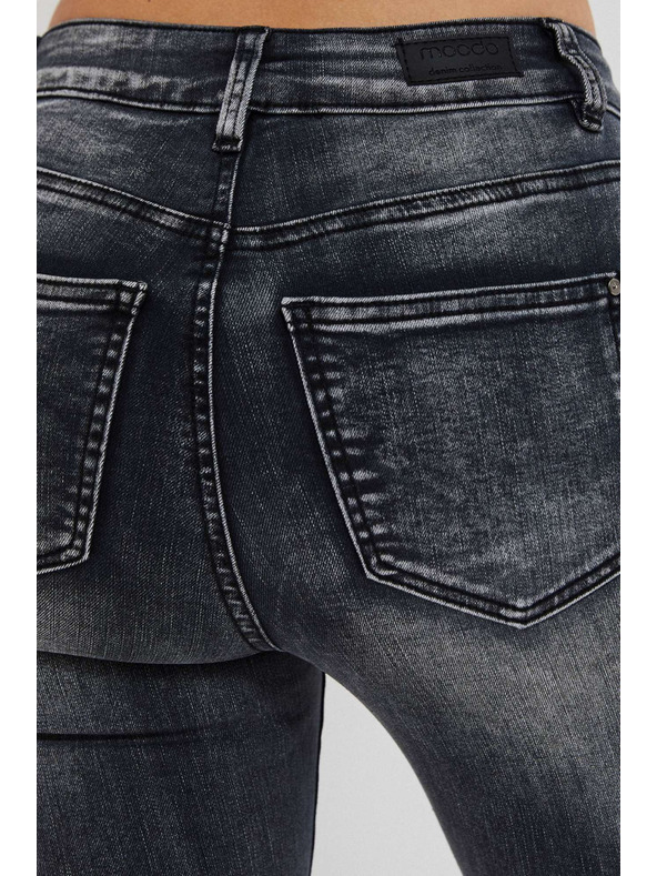 Moodo Skinny džínsy so stredným pásom s odretinami grafitové Moodo