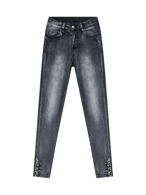 Moodo Skinny džínsy so stredným pásom s odretinami grafitové Moodo