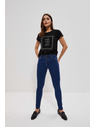 Moodo Džínsy push up s gombíkmi tmavé modré Moodo