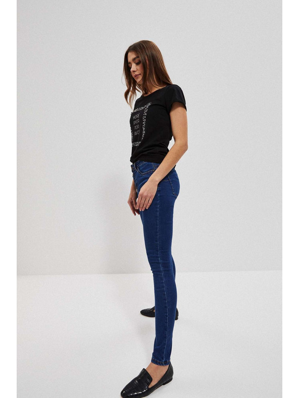 Moodo Džínsy push up s gombíkmi tmavé modré Moodo