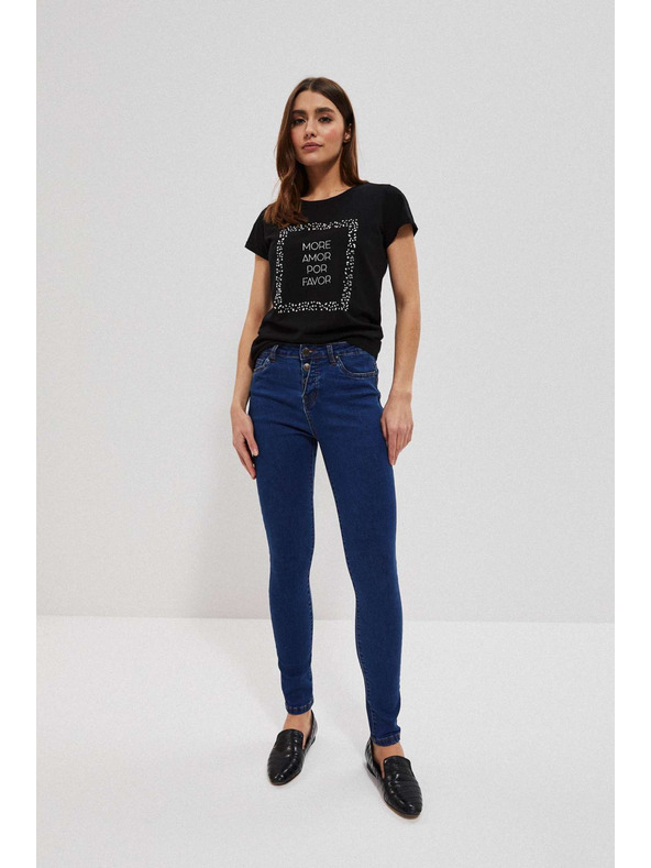 Moodo Džínsy push up s gombíkmi tmavé modré Moodo