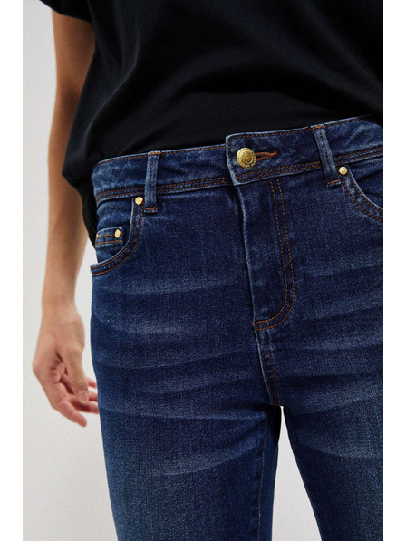 Moodo Džínsy push up so stredným pásom tmavé modré Moodo