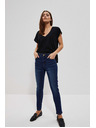 Moodo Džínsy push up so stredným pásom tmavé modré Moodo
