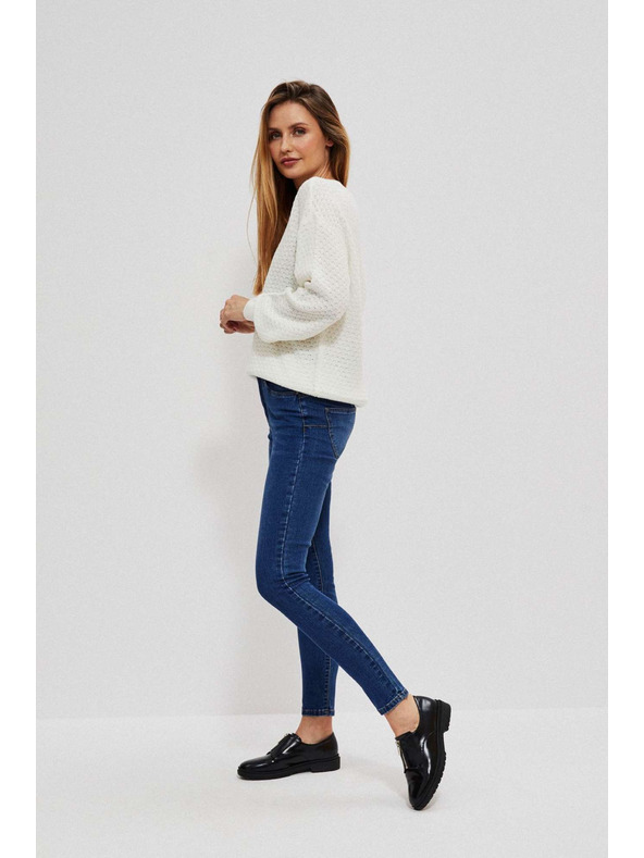 Moodo Tmavé modré skinny džínsy so stredným pásom Moodo