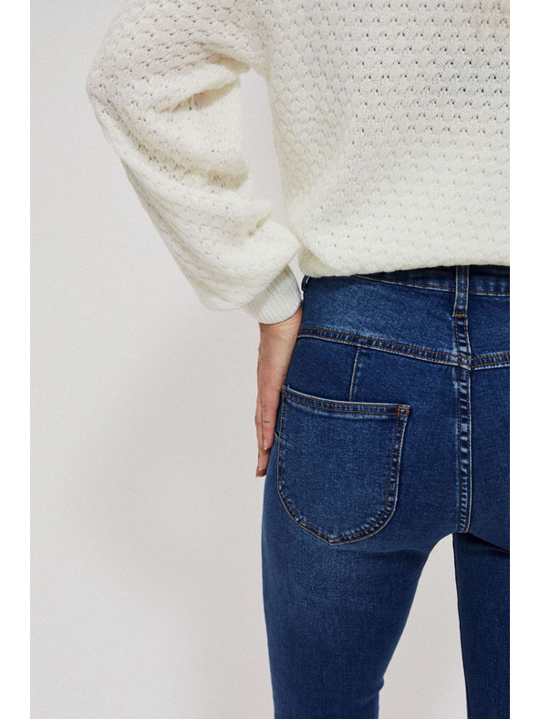 Moodo Tmavé modré skinny džínsy so stredným pásom Moodo