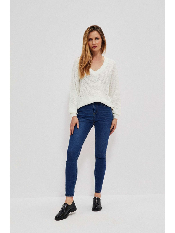 Moodo Tmavé modré skinny džínsy so stredným pásom Moodo