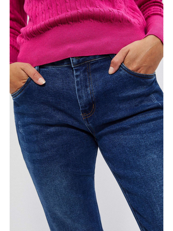 Moodo Tmavé modré džínsy s rovným strihom Moodo